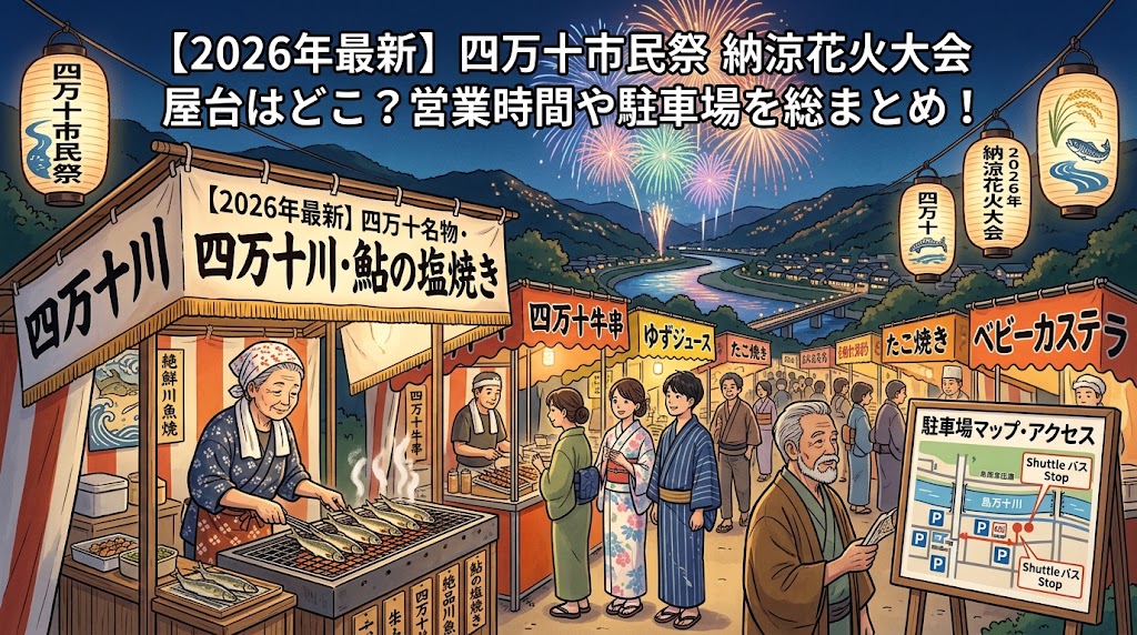 四万十市民祭納涼花火大会2026｜屋台の出店場所は？営業時間や駐車場についても調査！